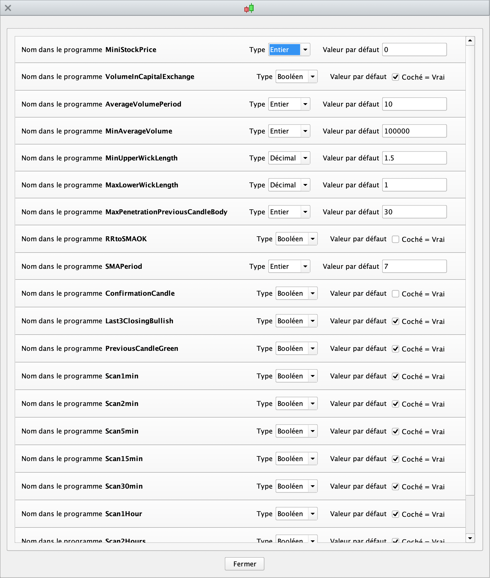Etoile FIlante Screener Trading ProRealTime